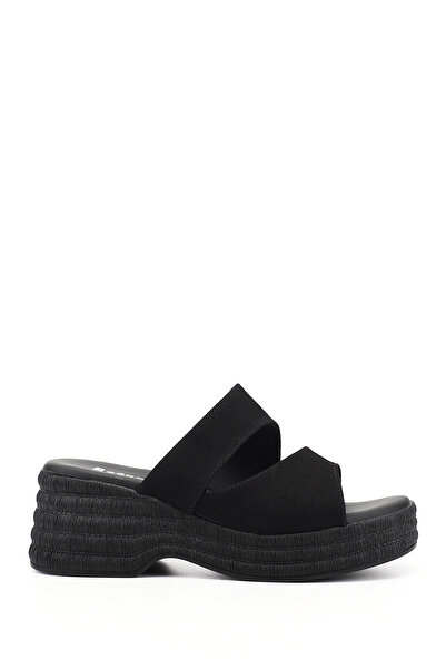 GÖNDERİ(R) Γυναικείες μαύρες σουέτ παντόφλες με τακούνι