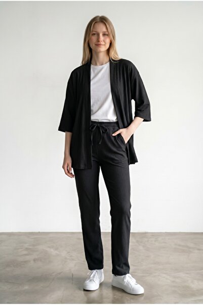 Altamira Γυναικείο Μαύρο Κιμονό Τυλιγμένο Κάτω Σετ