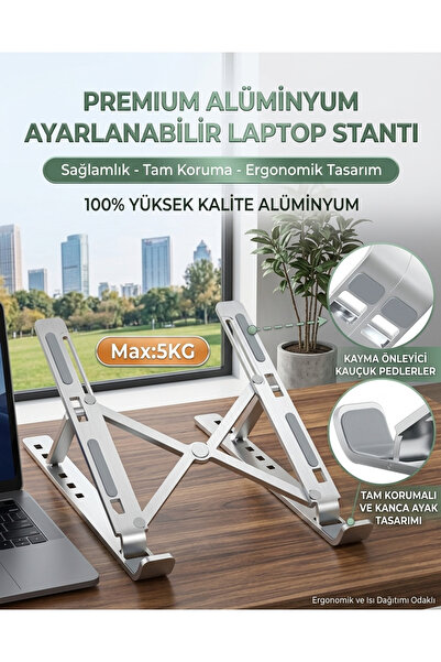İTHALCİM Taşınabilir Notebook Holder Standı Alüminyum Dizüstü Destek Katlanab...
