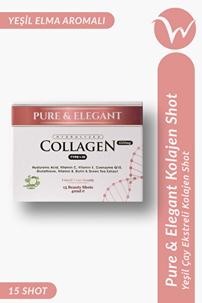 Wellvalens Pure & Elegant Collagen Shot 15'li - Yeşil Elma Aromalı Tip 1&3 Ko...