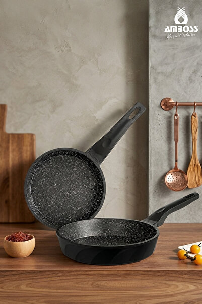 Amboss Kuvars 2 Parça Döküm Titanyum Kaplama Tava Seti 18-22 cm