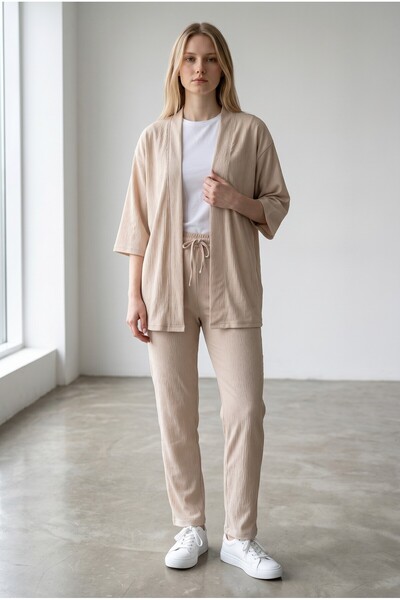 Altamira Γυναικείο Μπεζ Κιμονό Τυλιγμένο Κάτω Σετ