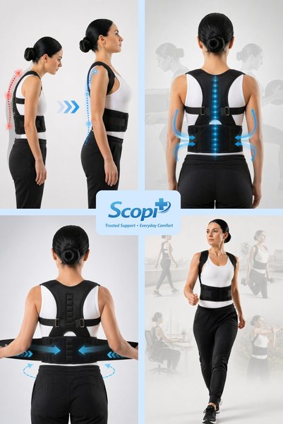 SCOPİ Premium New Generation Women's Upright Posture Corset Anti-Hunchback Posture Corrector Reinforced Underwire Support Adjustable Buckle Shoulder Straps Breathable Comfortable Orthopedic Back Upright Corset