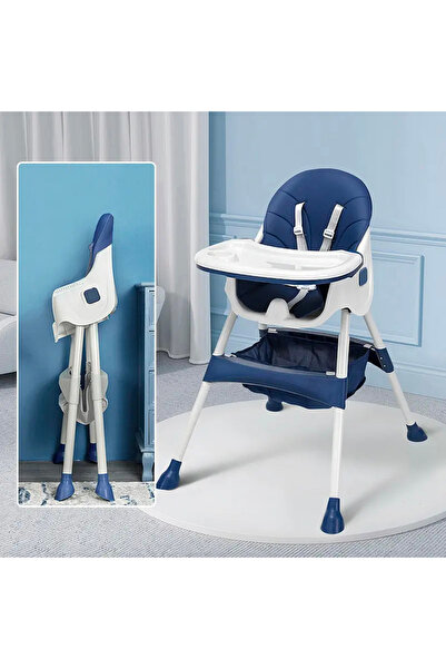 figga Scaun de masa bebe 4 in 1 FiGGA®, Varsta 6-72 luni, Scaun inalt pliabil, cu 4 roti, Balansoar, 2 x Tava detasabila, Centura de siguranta in cinci puncte, Albastru inchis