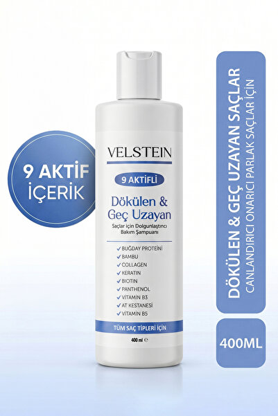 velstein 9 Aktifli Anti-Hair Loss Fast Hair Growth & Repairing Volumizing Nou...