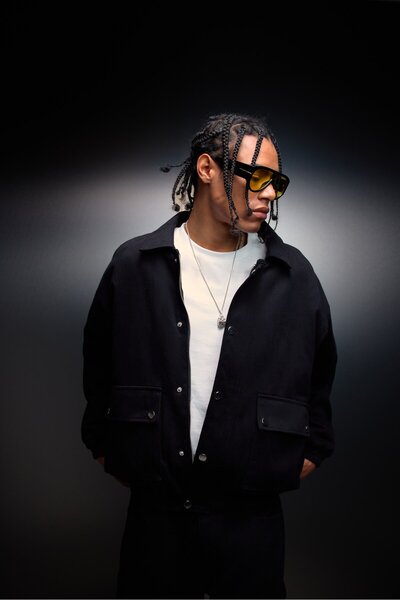 Slatra Men's Black Oversize Pocket Gabardine Jacket