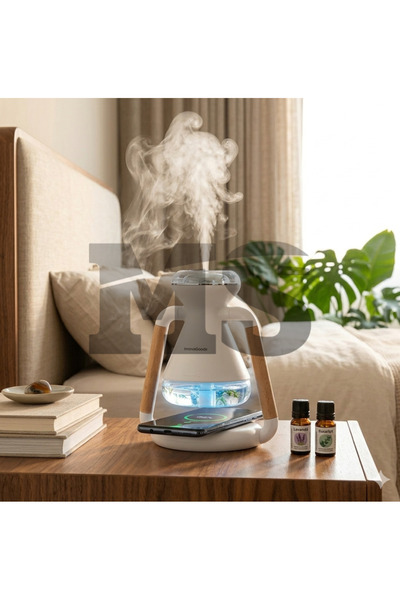 INOVAGOODS Umidificator cu difuzor de aroma si incarcator wireless 3 in 1 MISABI