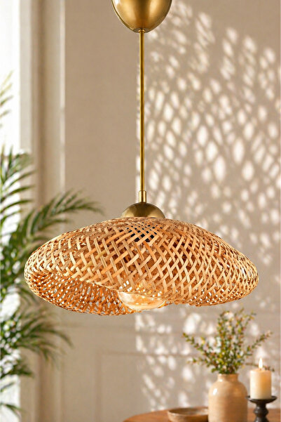 ANGDESİGN Lotus Hasır Tekli Avize • Rattan Bohem Sarkıt Avize Modern Tasarım ...