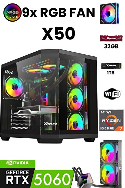 XGAMING X50 Ryzen 7 5700X | 32GB RAM | 1TB M.2 SSD | 8GB RTX5060 Sıvı Soğutma...