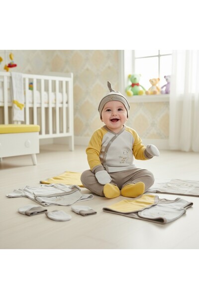 MİLAYS LİFE HOME COLLECTİON 0-3 AY GAYE ORGANİK ERKEK BEBEK BEST FOR YOU TEMALI PREMİUM 10 LU SET