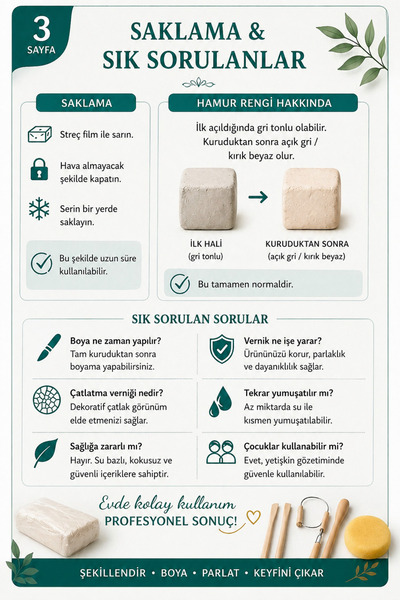 DSH Doğal Seramik Hamuru Seramik Hamuru, Kil Çamuru, Oyun Hamuru, Seramik Şekillendirme Ebeşuar Kalemi