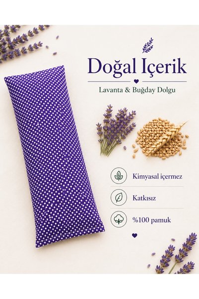 Lavande Lavanta Çiftliği Lavender Filled Eye Pillow 100% Pure Cotton Washable Cover (Polka Dot)