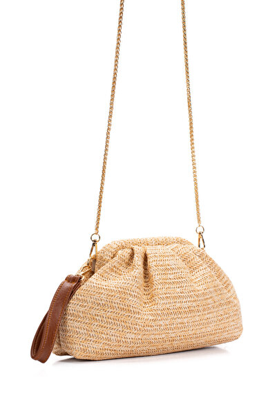 Adelina Bags Γυναικεία Ψάθινη Τσάντα Φορτουμάριος με λουράκι ώμου και χειρός