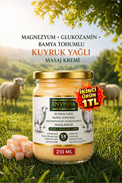Envisha Beauty Kuyruk Yağı Kremi Bamya Tohumlu Masaj Kremi 210 GR