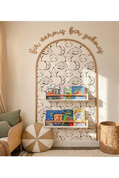 Sosyotab 75x122,5 cm Çocuk Bebek Odası Duvar Sticker Seti|Bir Varmış Yazısı +...