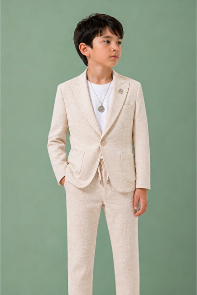 Atlas Kids Αγορίστικο λινό κοστούμι premium με ρίγες / Γάμος, Αποφοίτηση και ...