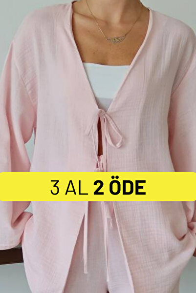 Balenbi Γυναικείο ελαφρύ διαφανές ύφασμα μουσελίνας με διπλό κορδόνι 1101