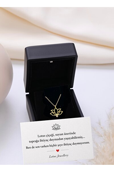 LOTUS JW Işıklı Kutulu Gümüş Lotus Çiçeği Kolye | 925 Ayar Gümüş Kolye