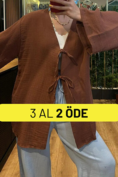 Balenbi Γυναικείο ελαφρύ διαφανές ύφασμα μουσελίνας με διπλό κορδόνι 1101