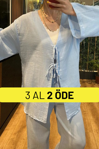 Balenbi Γυναικείο ελαφρύ διαφανές ύφασμα μουσελίνας με διπλό κορδόνι 1101