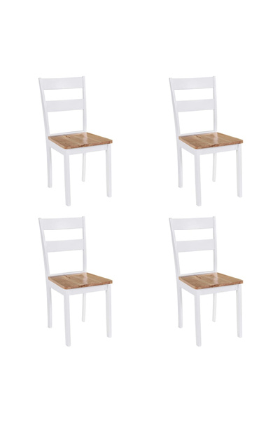 Concept Scaune de bucătărie, 4 buc., alb, lemn masiv de hevea