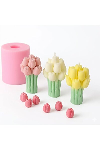 Poyrish PK1002623 - Silikon Kalıp Mum Kalıbı – Lale Buketi