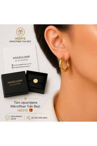 angelloop حلق دائري من الفولاذ المقاوم للصدأ باللون الذهبي / سمك 2.5 سم 0.3 م...