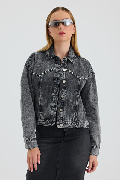 BPF Τζιν μπουφάν Touche Prive Touche Stone κεντημένο