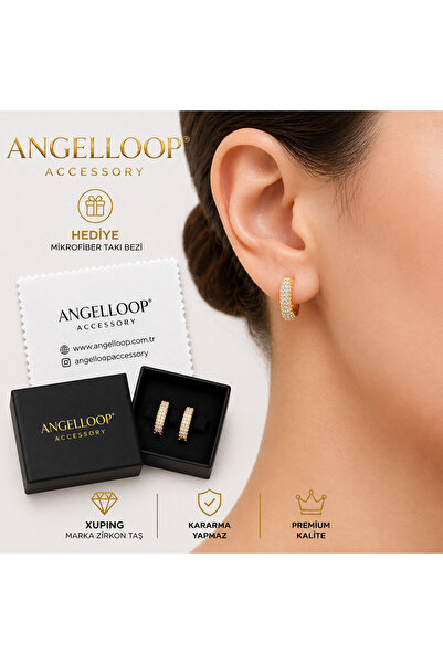angelloop أقراط دائرية ذهبية من الزركون من Xuping - مصنوعة من الفولاذ المقاوم...