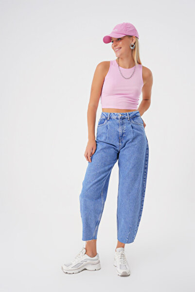 BPF Pleated high waist balloon skater jeans