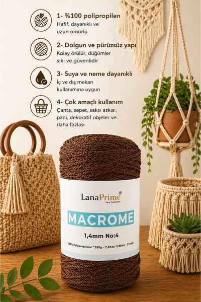 Lanaprime Νήμα πλεξίματος μακραμέ (1,4 χιλιοστά) 230 μέτρα. Σακούλα Σχοινί 20...
