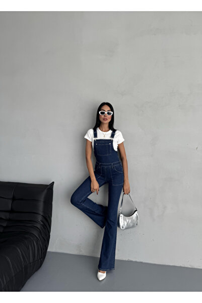 BPF Lacivert Seloped Flare Denim Tulum
