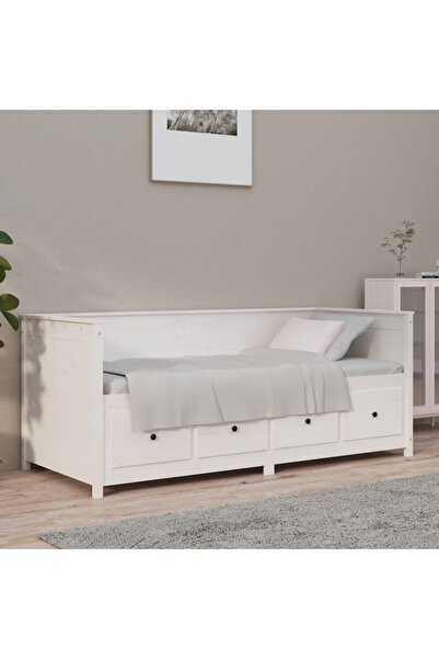 Concept Pat de zi, alb, 90x190 cm, lemn masiv de pin