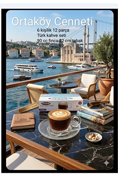 Genel Markalar 6 Kişilik 12 Prç Cam Türk Kahve Fincanı 90 cc