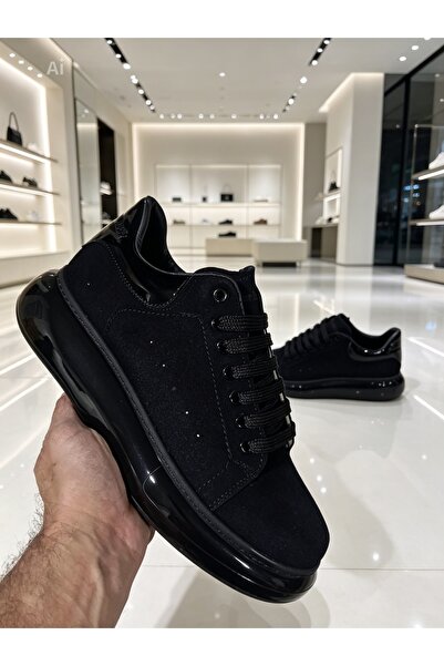 HKSNEAKERSS PREMIUM Kalite Jel Taban Alex Deri Black Sneakers Casual Ayakkabı
