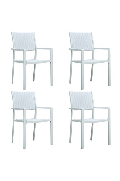 Concept Scaune de grădină, 4 buc., alb, plastic, aspect ratan