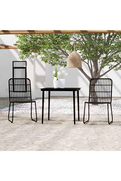 Concept Set de mobilier pentru grădină, 3 piese, negru