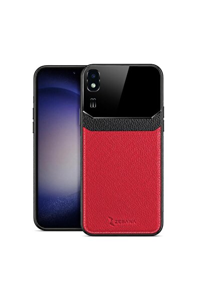 Dara Aksesuar Samsung Galaxy A2 Core Uyumlu Kılıf Zebana Lens Deri Kılıf Kırmızı