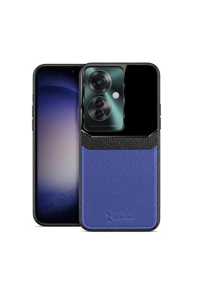 Zebana Oppo Reno11 F 5g Compatible Case Lens Leather Case Navy Blue