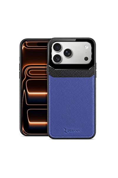Zebana Apple iPhone 17 Pro Uyumlu Kılıf Lens Deri Kılıf Lacivert