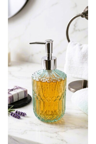 TARIK HOME Διακοσμητικό Γυάλινο Δοχείο Υγρού Σαπουνιού με Κρυστάλλινο Μοτίβο ...