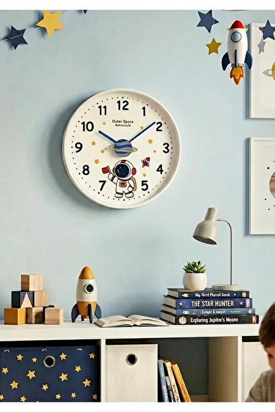 HOMİNG Ρολόι τοίχου παιδικού δωματίου με αστροναύτη 30 εκ.