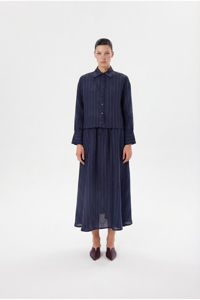 LİNE 100% LINEN SKIRT SET NAVY