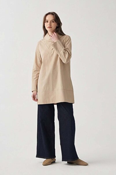 ALLDAY Μπεζ πουκάμισο με λεπτομέρεια στο γιακά με κουμπιά