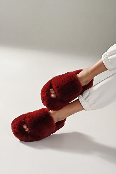 Beyond Γυναικείες Παντόφλες Βουργουνδίας Extra Soft Furry 3cm Bynd01