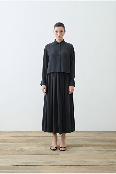 PRİME GROUND SILK ELASTIC SKIRT SET BLACK