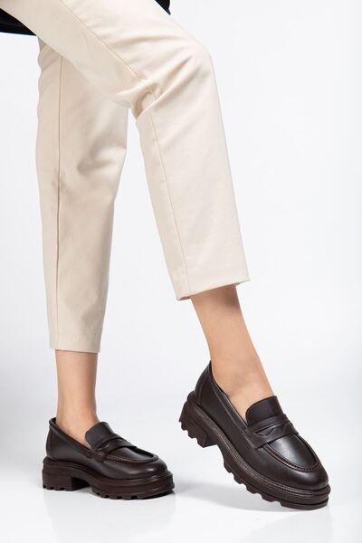HWNLİFE 746-759 Brown Casual High-Top Loafer Shoes