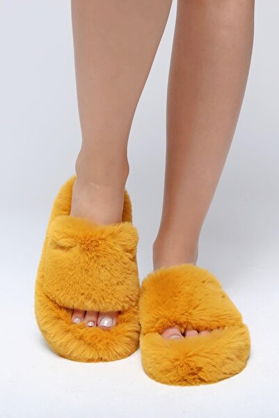Beyond Γυναικείες μουστάρδες Extra Soft Furry Παντόφλες 3cm BYND01