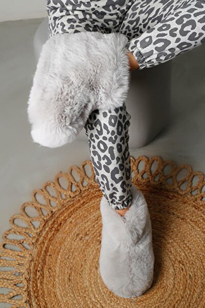 Beyond Γυναικείες γκρι Bumble Fur Inside Ultra Light Furry Slippers 4cm Bynd03