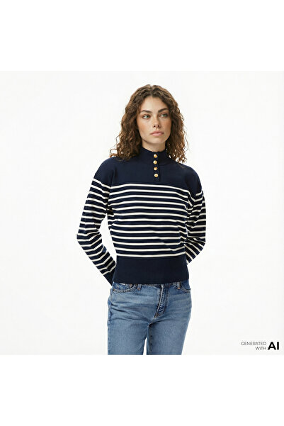 Tommy Hilfiger Jersey Gold Kadın Lacivert Kazak